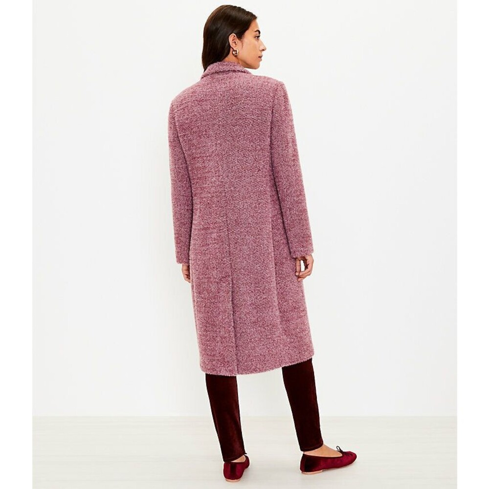 Womens Small Loft Cozy Long Trench Pea Coat Herringbone Warm Single Breasted - Picture 3 of 3